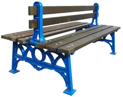 Produktbild von Casa Padrino Industrie Stil Gartenbank Doppelseitig Braun / Blau 180 cm