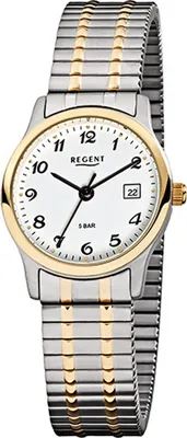 Produktbild von Regent Stahl Damen-Herren Uhr F-887 Quarzuhr Armband silber gold D2URF887