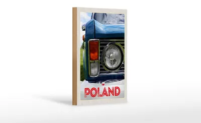Produktbild von Holzschild Reise 12x18 cm Polen Europa Oldtimer Auto 90er