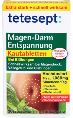 Produktbild von tetesept Magen-Darm Entspannung Kautabletten, 20 St. Tabletten