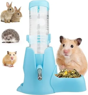 Obrázek produktu pro Krmítko a napáječ pro křečky, [125 ml], bez úniku, automatický dávkovač + miska na jídlo s úkrytem. Vhodné pro králíky, činčily, ježky a ježčíky