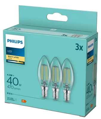 Obrázok produktu pre Philips 8718699777791, 4,3 W, 40 W, E14, 470 lm, 15000 h, Teplá biela