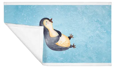 Produktbild von Mr. & Mrs. Panda Handtuch 50x100 Pinguin Lachen - Eisblau - Geschenk, Pinguine, gesichtstuch, Haha, Lol, Funny, Frotteehandtuch, Baumwollhandtuch, Humor, Fröhlich