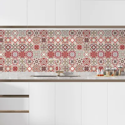 Produktbild von Klebefolie für Küchenrückwand – Lumaléa – Zementfliesen-Optik – Klebefolie + GLANZ-Schutz – 60 x 60 cm
