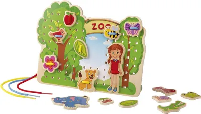 Produktbild von Playtive Holz Lerspielzeug Entdecken Selbermachen Fantasie Fädel-Spiel Zoo
