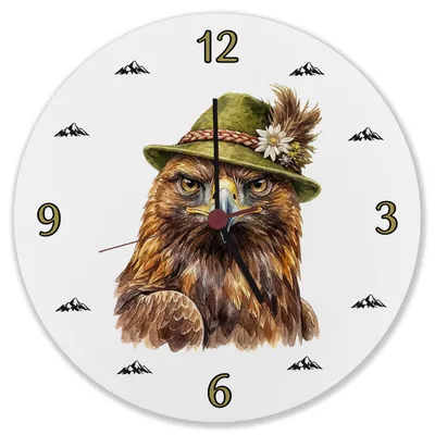 Produktbild von Steinadler mit alpenländischem Trachtenhut Wanduhr aus MDF