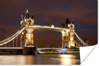 Produktbild von MuchoWow® Poster London - Nacht - Brücke 90x60 cm - Schlafzimmer