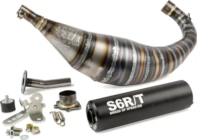 Produktbild von Auspuffanlage Stage6 R/T 90 - 100ccm CNC für Derbi - Farbe: schwarz / rot, Farbe:Schwarz