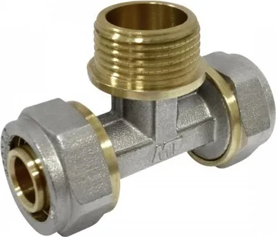 Produktbild von Klemmring Schraubfitting für Verbundrohr PEX, T-Stück Ø20 x AG 1/2" x Ø20