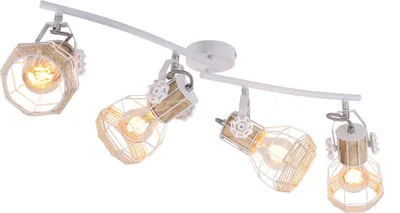 Produktbild von Deckenleuchte, weiß, Holzoptik, Spots beweglich, L 72 cm