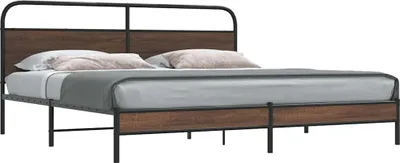 Produktbild von "2026 Promotion" Metallbett ohne Matratze - Braun Eichen-Optik - 180x200 cm - Polsterbett CC17626