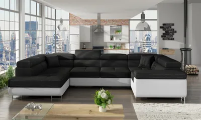 Zdjęcie produktu dla Narożnik z funkcją spania LETTO czarny/biały lewy