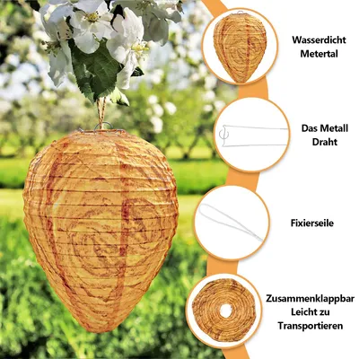 Produktbild von Welikera Wespennest-Attrappe, Hängend, Wasserdicht, Stoff, 4 Stück – Wespen, Hornissen & Gelbwesten-Abwehr