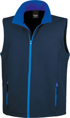 A navy blue vest with royal blue accents, shown front-on against a white background.