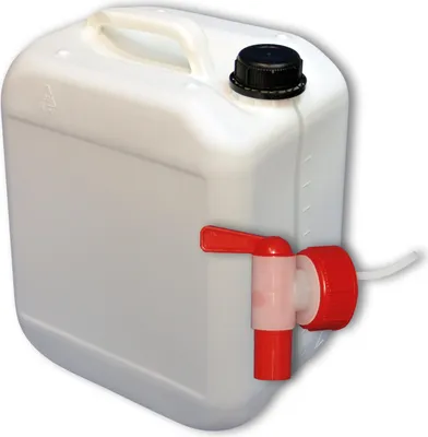 Produktbild von Wilai 10 Liter Kanister Weiss mit Sichtstreifen + Kanisterhahn (DIN 45)