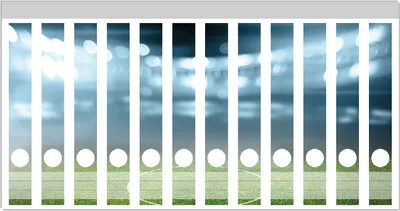 Produktbild von Wallario Ordnerrücken Sticker, selbstklebend für schmale Ordner, 12 Stück, Motiv Fußball Stadion Mittellinie II