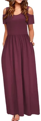 Imagen del producto de Vestido de verano para mujer, con mangas largas y cortas, vestido maxi con bolsillos