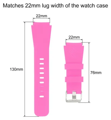 Produktbild von Uhrenarmband 22mm Silikon mit Edelstahl Schnalle, Uhrenarmb?nder Schnellverschluss Vintage Ersatzarmband fš¹r Smartwatch Universal Uhr Elegantes Damen Herren (Rosa)