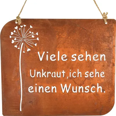 Produktbild von Deko Schild Metall Spruch Vintage Pusteblume Garten Dekoration Geschenkidee