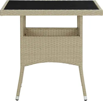 Produktbild von vidaXL Garten-Esstisch Beige Poly Rattan und Glas