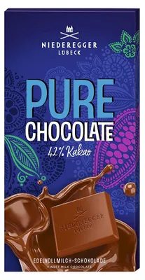 Produktbild von Niederegger Pure Chocolate Edelvollmilch Schokoladen Tafel 100g