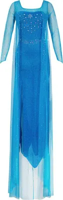Produktbild von Damen Kostüm Prinzessin Elsa Kleid Erwachsene ‘Frozen Die Eiskönigin’ - Dehnbares Partykleid aus Glitzerstoff, Rücken-Ausschnitt - blau, M