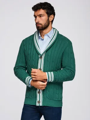 Obrázok produktu pre Ombre Clothing Pánsky sveter na gombíky Stratoat zelená XL