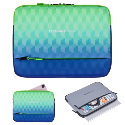 Produktbild von Laptoptasche Laptophülle Notebook Laptop Tasche Elephant Hero Signature Sleeve innen: 34 x 23 cm 15 16 Zoll Polstertasche Schule A4 12814 Cube Green