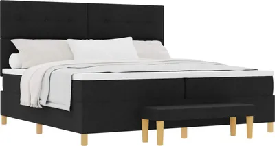 Zdjęcie produktu dla vidaXL Łóżko sprężynowe z materacem czarne 200 x 200 cm tkanina