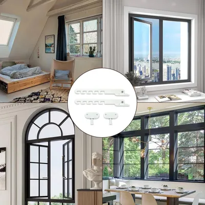 Produktbild von Fenstersicherungsset 2 Stück Fensterstopper - Kippregler Kippfenstersicherung - Metall Aufsatzsicherung - Fensterverriegelung Kippfensterschutz mit Schrauben