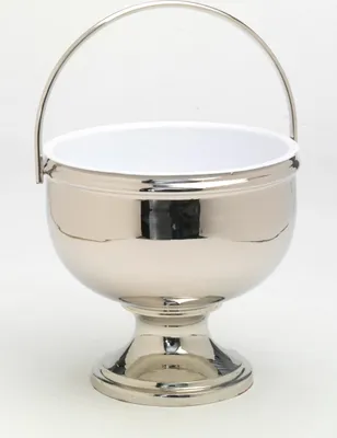 Produktbild von Weihkessel aus Messing vernickelt Silber mit Einsatz aus Stahl (Höhe 19 cm, Ø 18 cm)