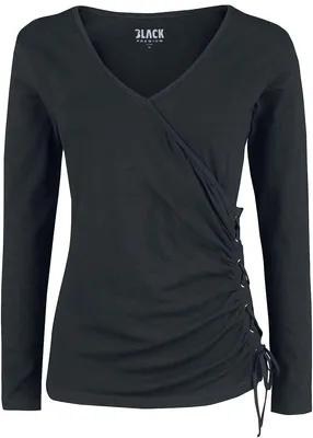 Produktbild von Black Premium by EMP Damen schwarzes Langarmshirt mit Schnürung L