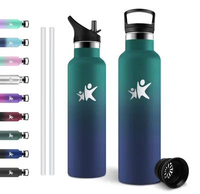 Produktbild von JAPORIA Thermosflasche 750ml, Trinkflasche mit Strohhalm, BPA-Frei, Kohlensäure
