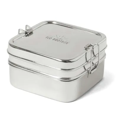 Produktbild von ECO Brotbox- Cube Box XL - Edelstahl Lunchbox zweilagig quadratisch