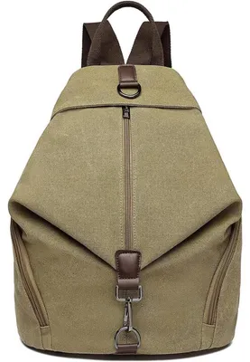 Productafbeelding van Canvas rugzak voor dames, vintage stijl, schoudertas, 31 x 16 x 38 cm, khaki