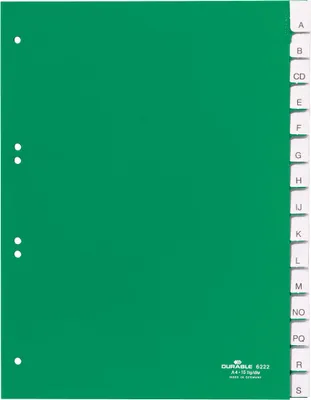Produktbild von DURABLE Register A4 15-tlg. umschweißt mit Deckblatt, 622205 grün