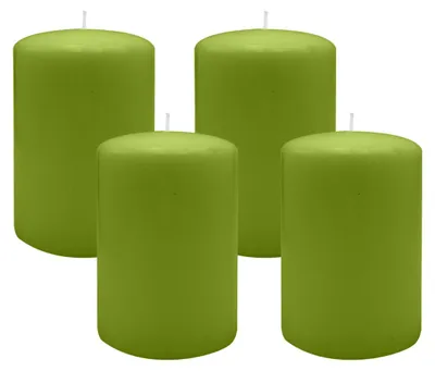 Produktbild von Flachkopf-Stumpenkerzen Limonegrün 100 x Ø 60 mm, 4 Stück