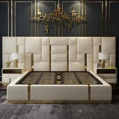 Produktbild von Bett Polster Design Luxus Holz Doppel Hotel Betten Ehe Schlaf Zimmer Einrichtung