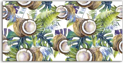 Produktbild von Coloray Acrylbild 140x70  Wandbild Acrylbilder Früchte Kokos Blätter Palme Tropische