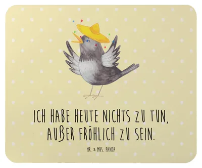 Produktbild von Mr. & Mrs. Panda Mousepad Rabe Sombrero - Gelb Pastell - Geschenk, Vögel, pc, Vogel, Mouse Pad, Mauspad, Elster, Lustige Sprüche, Spruch Positiv, Motivation, laptop