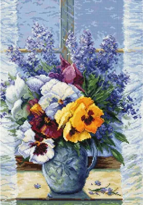 Zdjęcie produktu dla Zestaw do haftu krzyżykowego Luca-S "Bukiet z bratkami", 25x36cm