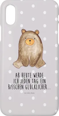 Produktbild von Mr. & Mrs. Panda Iphone 10 Handyhülle Bär sitzend - Grau Pastell - Geschenk, X, Handy Case, Cover, Teddy