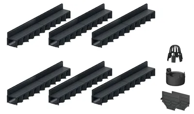 Produktbild von 6x1m ACO Hexaline 2.0 Entwässerungsrinne Schlitzaufsatz Kunststoff Ablauf vertikal Bodenrinne Terrassenrinne