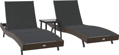 Obrázok produktu pre Ležadlo vidaXL, 3 ks, hnedé, 197 x 70 x 82 cm, poly-ratan