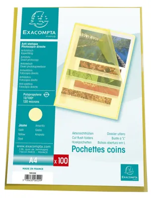 Obrázek produktu pro Exacompta 58529E Kapsy na spisy A4 žlutá 22x31cm PP 1,2mm 100 ks