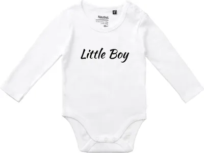 Produktbild von Huuraa Baby Body Little Boy Schriftzug 68 White  Baumwolle Fairtrade Langarmbody Geschenkidee