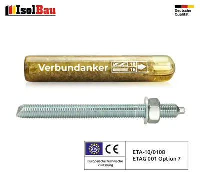 Set Verbundankerpatrone M16 + Ankerstange M16 x300mm Verz. ETA Mörtelpatrone