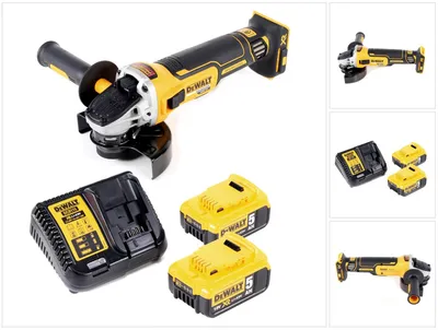Obrázek produktu pro Akumulátorová úhlová bruska DeWalt DCG 405 P2 18V 125mm bezkartáčová + 2x baterie 5,0Ah + nabíječka