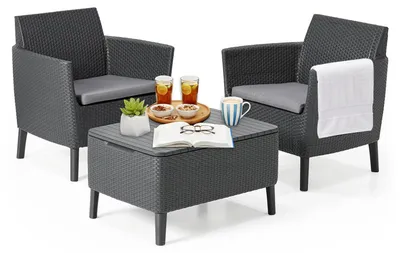 Produktbild von Dmora Gartenset Granbyy Anthrazit-Schwarz: 2-Sitzer, ein Tisch