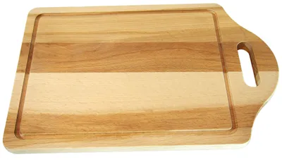 Houten snijplank met handvat, 30,5 x 20 cm, beukenhout, sapgroef